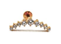 Labret Titanium PVD Gold Interne Steril Motiv Krone 9 Strass Weiß |  ITC