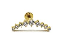 Labret Titanium PVD Gold Interne Steril Motiv Krone 9 Strass Weiß |  ITC