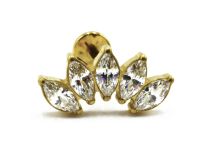 Labret Titanium PVD Gold Intern Steril Motiv Marquise gerade 5 Strass Weiß |  ITC