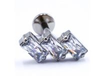 Labret Titanium Intern Steril Rectangle Strassmuster Weiß |  ITC