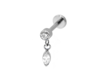 Labret Titanium Interne Steril Motiv Runder Ovaler Strass Anhänger Weiß |  ITC