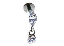 Labret Titanium Interne Steril Ovale Muster Runder Strass Anhänger Weiß |  ITC