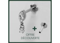 Labret Titanium Interne Steril Ovale Muster Runder Strass Anhänger Weiß |  ITC