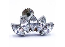 Labret Titanium Intern Steril Motiv Krone 5 Strass Weiß |  ITC