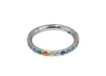 Scharnierring 1,2x8 Titan steril Strass mehrfarbig|  ITC