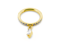 Scharnierring Titan PVD GOLD steril 1,2x8 Strass und Strassanhänger