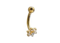 Banane 1,2x8 Titanium PVD GOLD intern steril Blume 7 Strass |  ITC