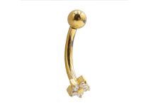 Banane 1,2x8 Titanium PVD GOLD intern steril Blume 5 Strass Weiß|  ITC