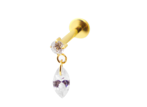 Labret Titanium PVD Gold Interne Steril Strassmuster und Ovaler Anhänger |  ITC