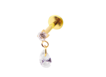 Labret Titanium PVD Gold Interne Steril Strassmuster und Tränenanhänger |  ITC