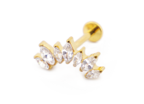 Labret Titanium PVD Gold Interne Steril Motiv Marquise 7 Strass geschwungen |  ITC