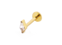 Labret Titanium PVD Gold Interne Steril Rautenmuster mit Strass |  ITC