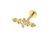 Labret Titanium PVD Gold Interne Steril Motiv 5 Rauten Strass BL|  ITC