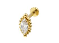 Labret Titanium PVD Gold Interne Steril Ovalmuster ornamental Strass BL|  ITC