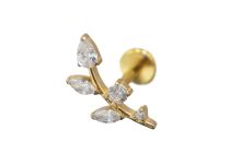 Labret Titanium PVD Gold Intern Steril Zweigmotiv rund/oval/dreieckig BL|  ITC