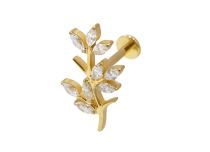 Labret Titanium PVD Gold Intern Steril Zweigmotiv Strass BL|  ITC