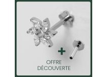 Labret Titanium Intern Steril Motiv Blume 6 Strass |  ITC