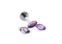 Labret Titanium Interne Steril Motiv Marquise Liegend 3 Natursteine Bunt