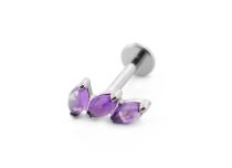 Labret Titanium Interne Steril Motiv Marquise 3 Natursteine Farbig |  ITC