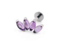 Labret Titanium Interne Steril Motiv Marquise Bogen aus 4 Natursteinen Farbig
