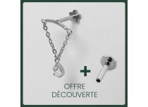 Labret Titanium Interne Steril Gebogene Stange und Kette mit Strass |  ITC