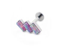 Labret Titanium Intern Steril Motiv 3 schiefe Rechtecke Opal |  ITC