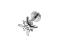 Labret titane stérile avec motif étoile du berger et strass blanc