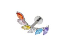 Labret Titane Interne Steril Motiv Marquise Strass Mehrfarbig|  ITC