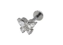 Labret Titanium Intern Steril Schmetterlingsmotiv Strass BL|  ITC