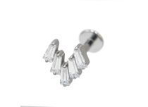 Labret Titanium Intern Steril Motiv 5 Strass Rechteck weiß |  ITC