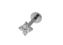 Labret Titanium Intern Steril Blumenmotiv 4 Strass BL|  ITC