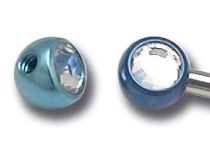 Titan-Kugel mit Seitenschraube für Schmuck 1,2 mit farbigem Kristall |  ITC