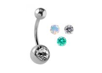 Banane Bauchnabel Titan mit Kristallfacette Farbig |  ITC