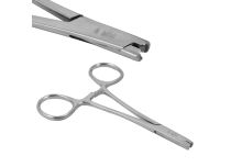 Edelstahlklemme für die Dermalverlegung von 4 mm Länge 11 cm