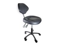 Verstellbarer Hocker mit Rückenlehne, 5 Aluminiumbeine, Schwarz