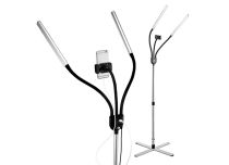 LED-Stehlampe GEMINI zwei Arme und Smartphone-Halterung DAYLIGHT